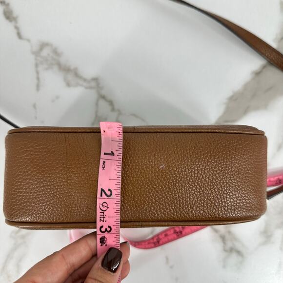 Michael Kors Double Zipper Jet Set Pebbled Leather Crossbody Bag Brown - Picture 15 of 15